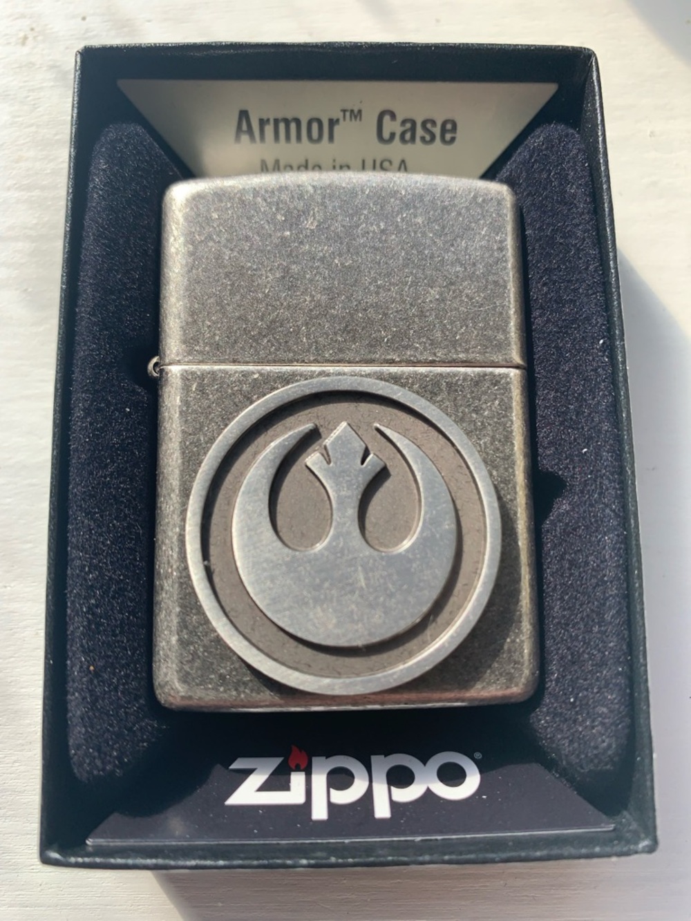 New ZIPPO Armor Antique Silver Plate “Star Wars: Rebel Alliance” Pewter Emblem